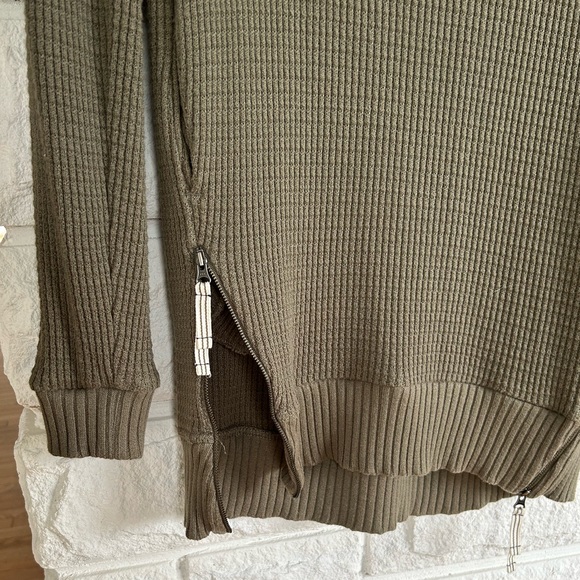 Anthropologie | Pure+Good Cowlneck Waffle Knit Olive Green Tunic Sweater - Picture 4 of 12